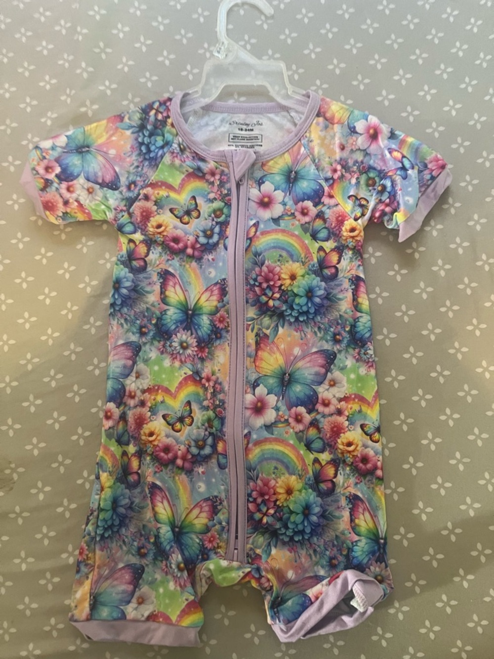 NWOT Brinley Jo Butterfly Rainbow Floral Bamboo Shortie - Pastel Multicolor